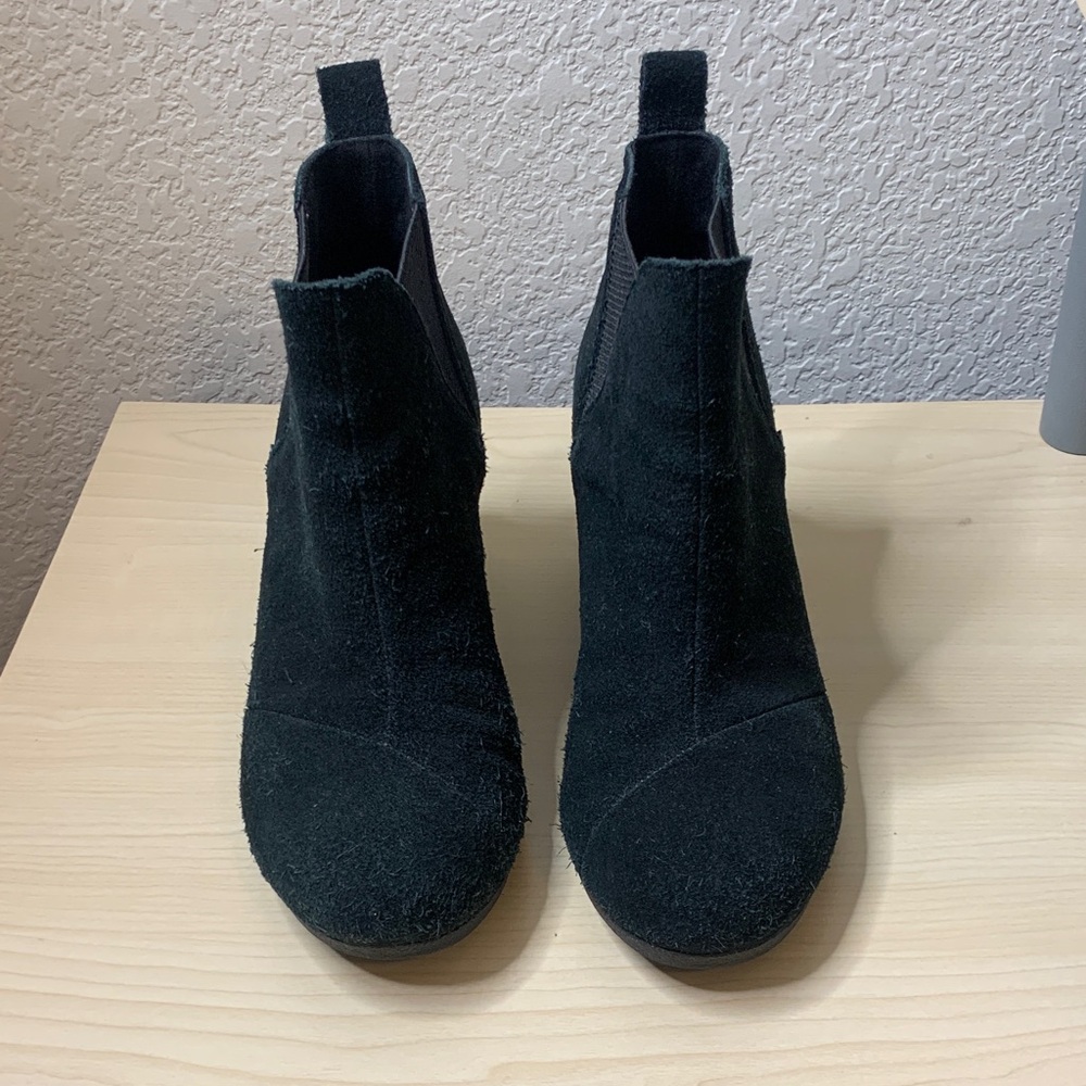 Toms Black Suede Ankle Booties